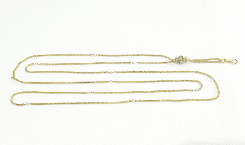 Collier Sautoir Or Et Perles 58 Facettes