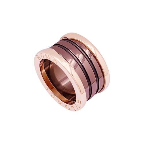 Bague 50 Bague Bulgari, "B.Zero1", or rose, cermet. 58 Facettes 34806