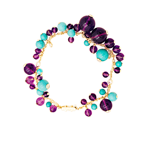 Bracelet Bracelet CARTIER, modèle "Délices de Goa", or rose, améthyste, turquoises et diamants. 58 Facettes 34810