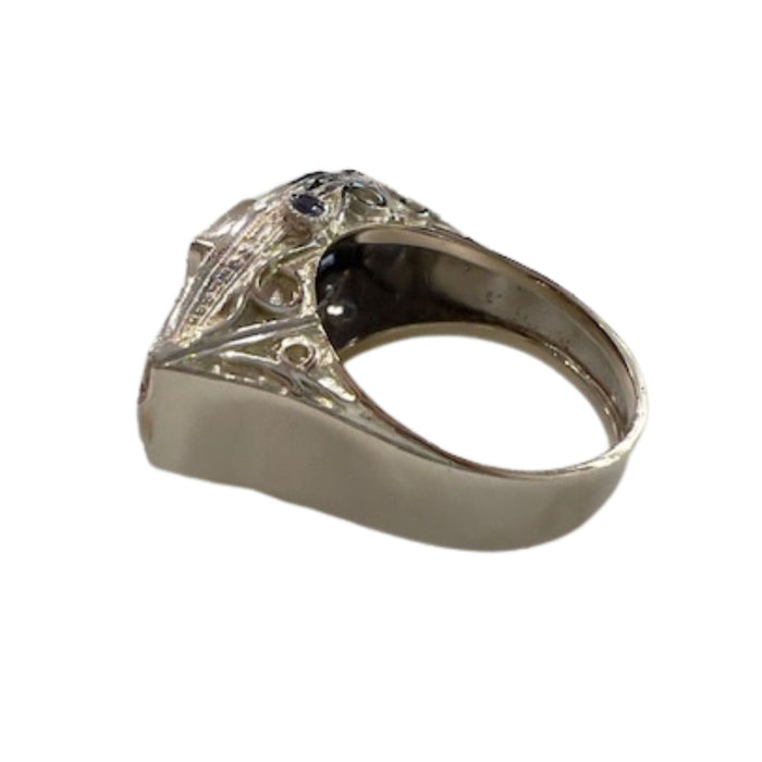 Bague 52 Bague en or et platine de style Art Déco avec diamants et saphirs 58 Facettes Q100B