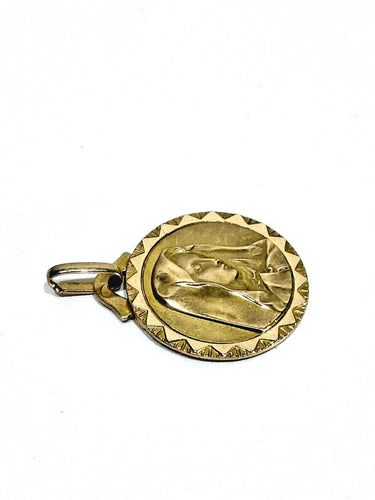 Pendentif MÉDAILLE en or champagne de la VIERGE 58 Facettes