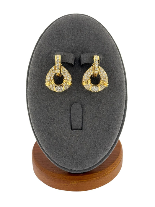 Boucles d'oreilles or jaune avec diamants naturels de 2,50 carats certifiés HRD