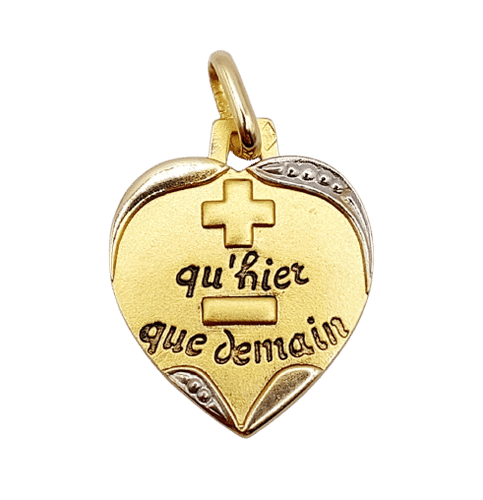 AUGIS - Pendentif médaille d'amour or "+ qu'hier - que demain" - La Sentimentale