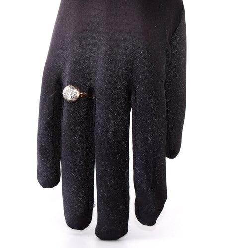 Bague 54 Anello ancien en or jaune et blanc 18 kt avec diamant 2,00 ct 58 Facettes