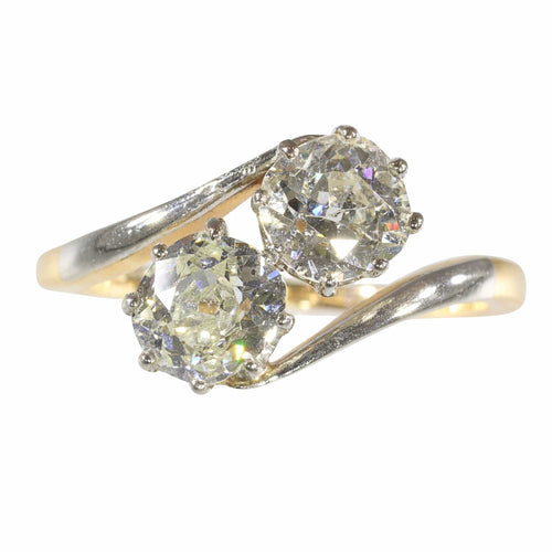 Bague 55 Héritage de l'amour : la bague de fiançailles vintage « Toi et Moi » 58 Facettes 15181-0103