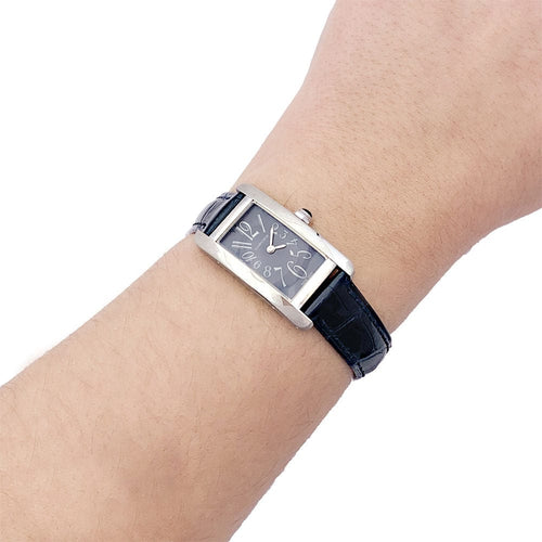 Montre Montre Cartier "Tank américaine", or blanc, bracelet cuir. 58 Facettes 33369
