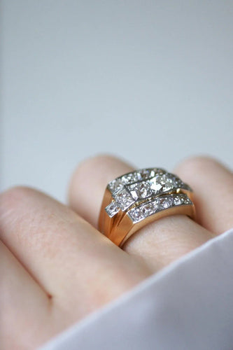 Bague Bague Tank  Or Platine Diamants 3,00 Cts 58 Facettes