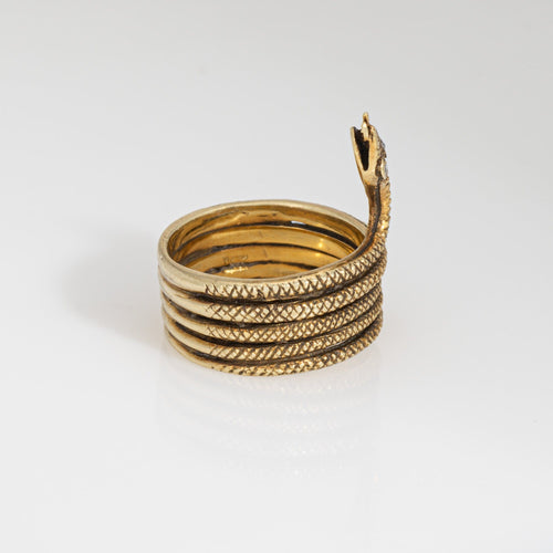 Bague Bague serpent vintage en or jaune 18 carats, 5 spires, taille 6, bijou serpent 58 Facettes G14136