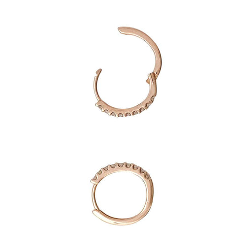 Earrings Pair of small hoop earrings in pink gold, diamonds. 58 Facettes 33204
