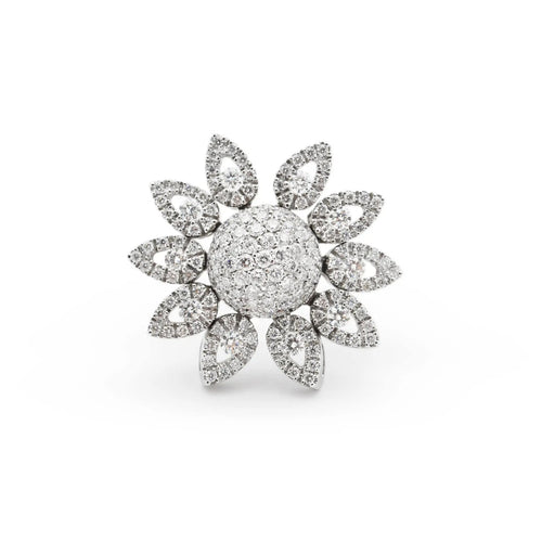 Bague Bague fleur en or blanc avec diamants de 2,1 carats 58 Facettes