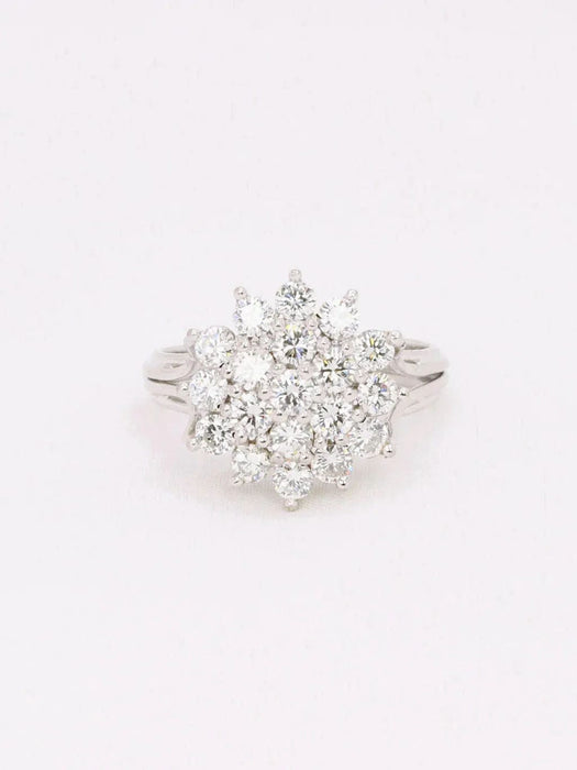 Bague 55 Bague fleur or blanc diamants 58 Facettes J602