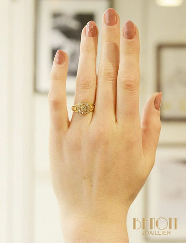 Bague 59 Bague ancienne Marguerite diamants 58 Facettes A10234