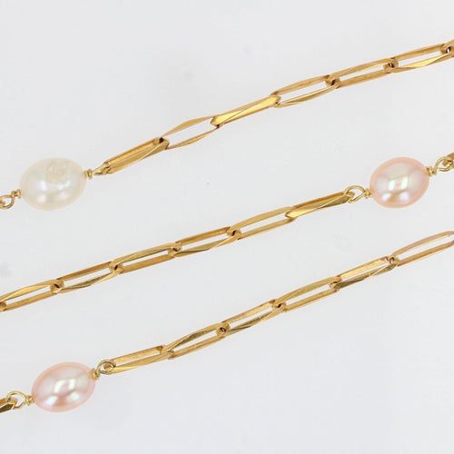 Collier Collier en or perles blanches et roses 58 Facettes 21-159