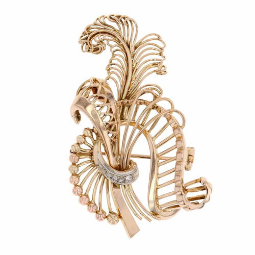 Broche Broche or jaune et diamants vintage 58 Facettes 25-065