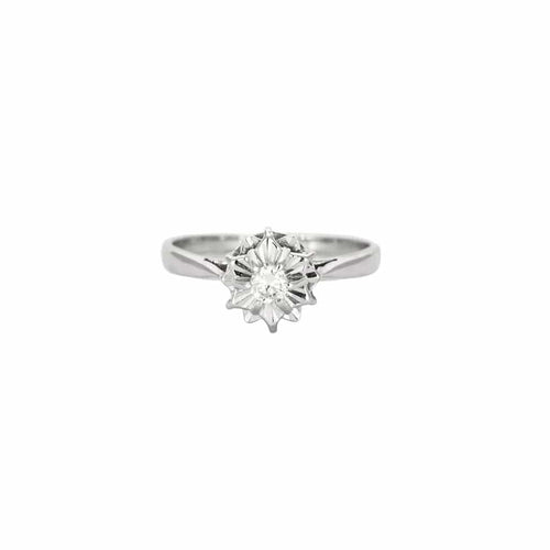 Solitaire flocon or blanc diamant