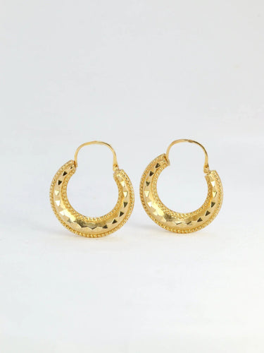 Boucles d'oreilles Créoles vintage or jaune godronné 58 Facettes J275