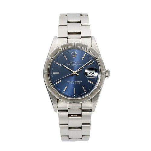 Montre ROLEX Date Cadran Bleu 58 Facettes 15210