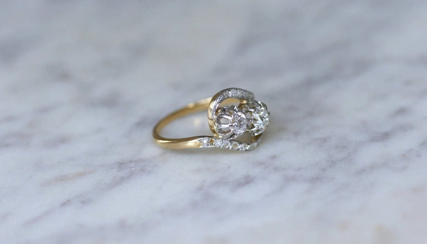 Bague 57 Bague de Fiançailles Toi et Moi Diamants 58 Facettes