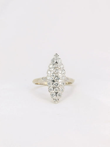 Bague 54 Bague marquise vintage or blanc diamants 58 Facettes J183