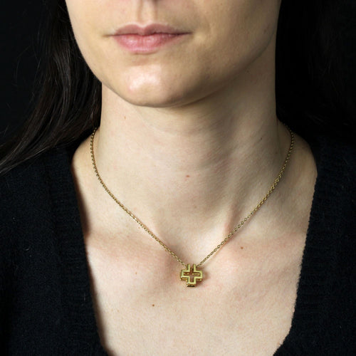 Collier Croix grecque ajourée or jaune 58 Facettes 24-327D