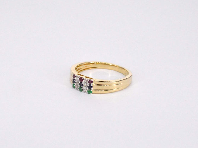 Bague Bague en or avec diamant et pierres précieuses multicolores 58 Facettes 2087