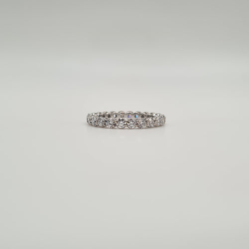 Bague 48 Alliance tour complet or blanc 18 carats sertie de diamants naturels 58 Facettes