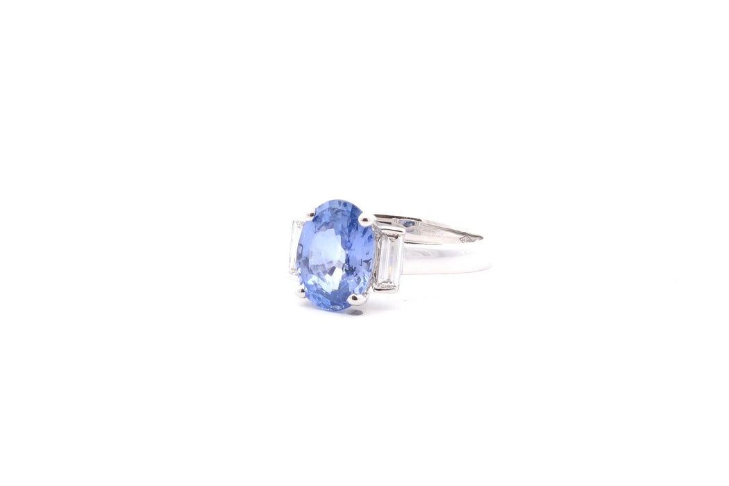 Bague saphir de Ceylan 3,09cts et diamants