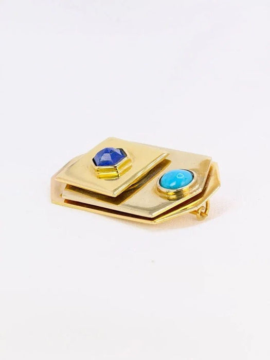 Broche Broche Piero Dorazio Artcurial or jaune lapis-lazuli turquoise 58 Facettes 535