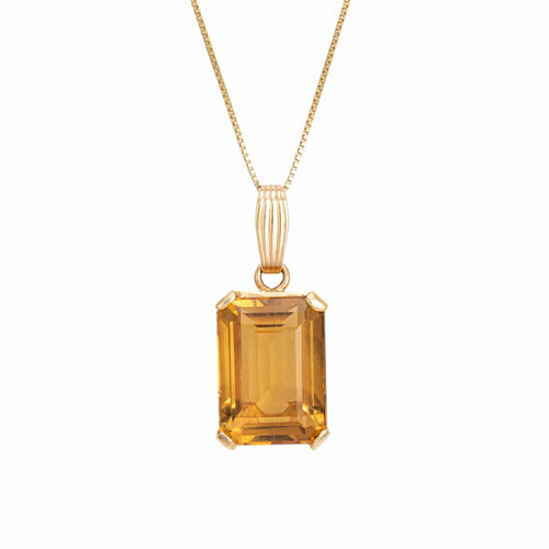 Pendentif Collier pendentif citrine or jaune 15 carats 58 Facettes G13493