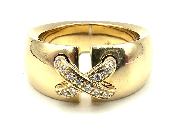 Bague 56 CHAUMET. Collection "Liens", bague or jaune 18K et diamants 58 Facettes