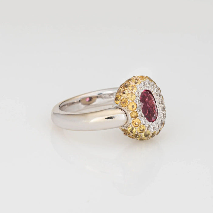 Bague 53 Bague à bascule en or blanc avec tourmaline rose et saphir jaune 58 Facettes G13586