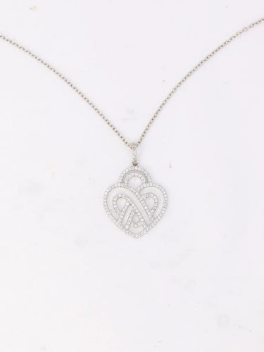 POIRAY - Collier coeur entrelacé or blanc diamants