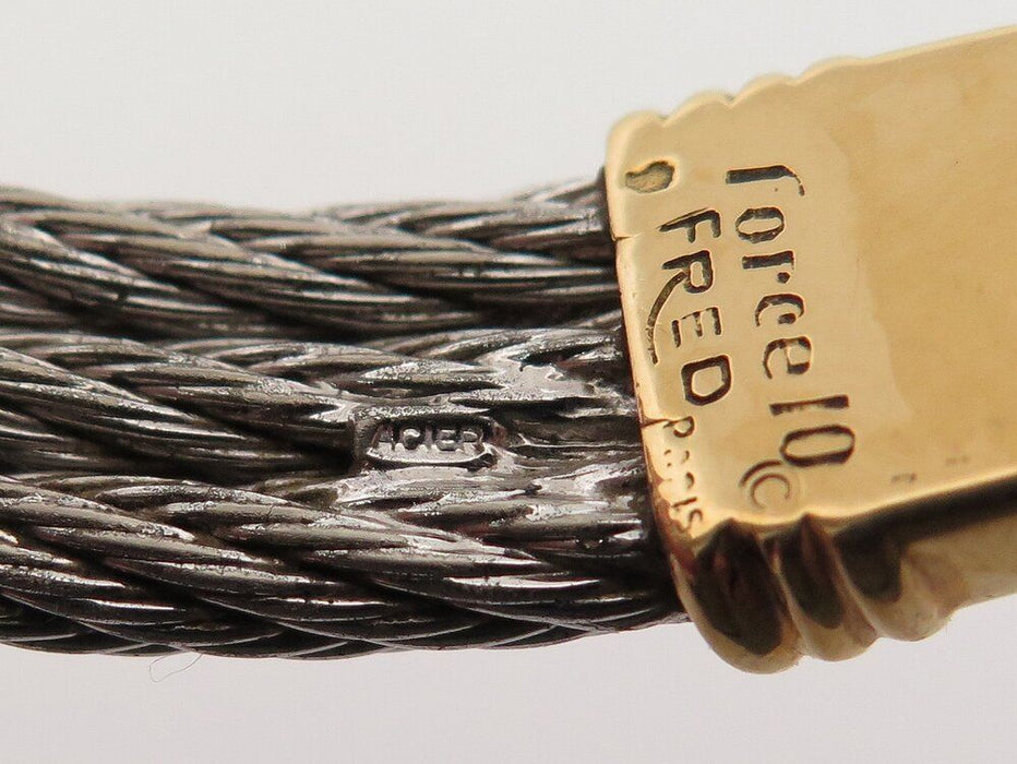 vintage bracelet FRED force 10 cable 24 cm acier et or jaune