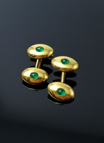 Boutons de manchette Gemelli con Smeraldi Cabochon 58 Facettes