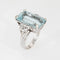 Bague Bague vintage en or blanc 14 carats avec diamants et aigue-marine allongée 11 carats, taille 6 58 Facettes G13670