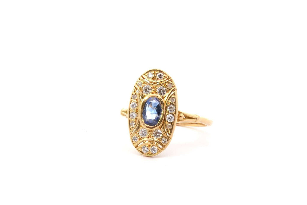 Bague 56 Bague vintage saphir et diamants en or jaune 58 Facettes 26118