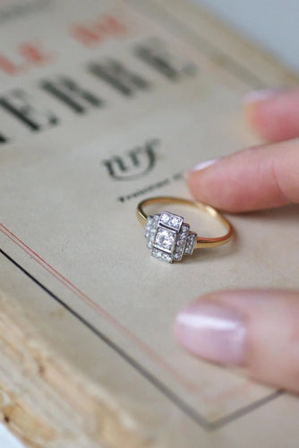 Bague Bague Art déco Diamants Or Jaune et Platine 58 Facettes