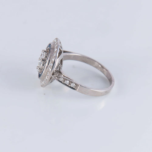 Bague 57 Bague Style Art Déco Diamants Saphirs 58 Facettes AB140