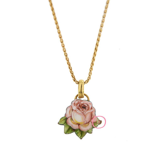 Collier avec rose émaillée
