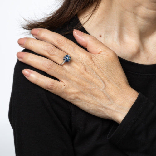 Bague Bague empilable en or blanc 18 carats avec saphir et diamants, taille 7, bijoux fins Estate Fine Jewelry 58 Facettes G14016