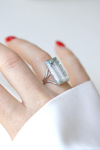 Bague 58 Bague Cocktail Aigue Marine 8,00 Cts sur Or Blanc 58 Facettes