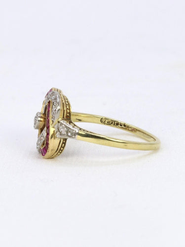 Bague 54 Bague Belle Epoque or jaune diamants rubis calibres 58 Facettes 1128.7