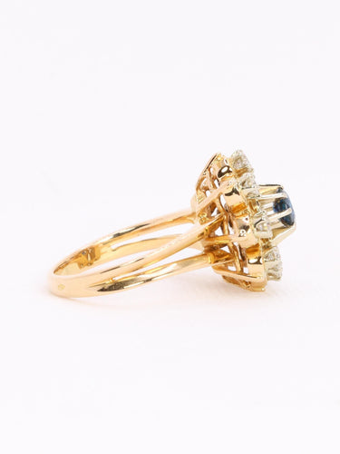 Bague marguerite or jaune saphir diamants