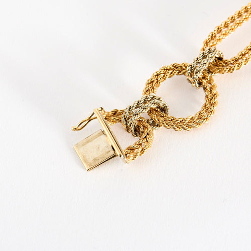 Bracelet Bracelet or jaune et blanc, maille tréssée 58 Facettes SEN2059