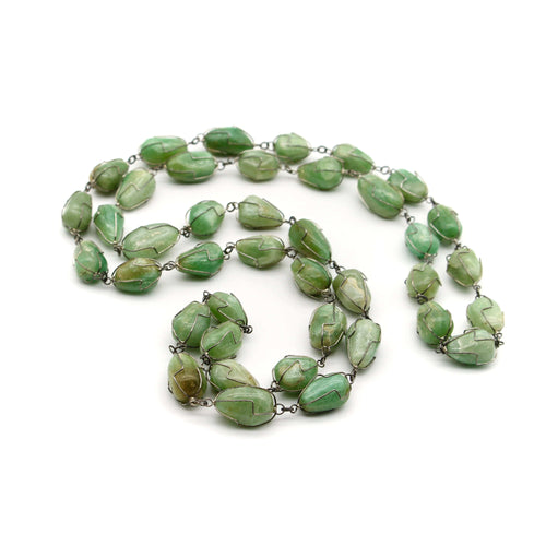 Collier collier d’aventurine enveloppé de fil d’argent sterling brésilien vintage 58 Facettes