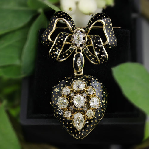 Broche Broche pendentif médaillon émail noir diamants Napoléon III 58 Facettes 24-243