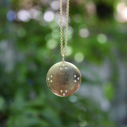 Collier Pendentif miroir tibétain en or avec diamant et chaîne par Me & Ro 58 Facettes A20043