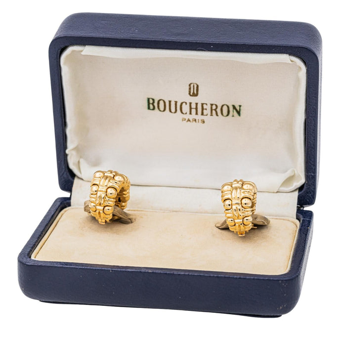 Boucheron Boucles d'oreilles Boules croisées Or jaune