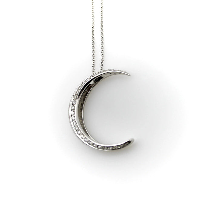 Collier Collier croissant de lune en or blanc 58 Facettes