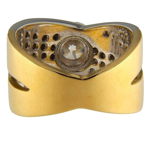 Bague 51.5 Bague en or jaune et blanc avec anneaux croisés et diamants 58 Facettes G3856